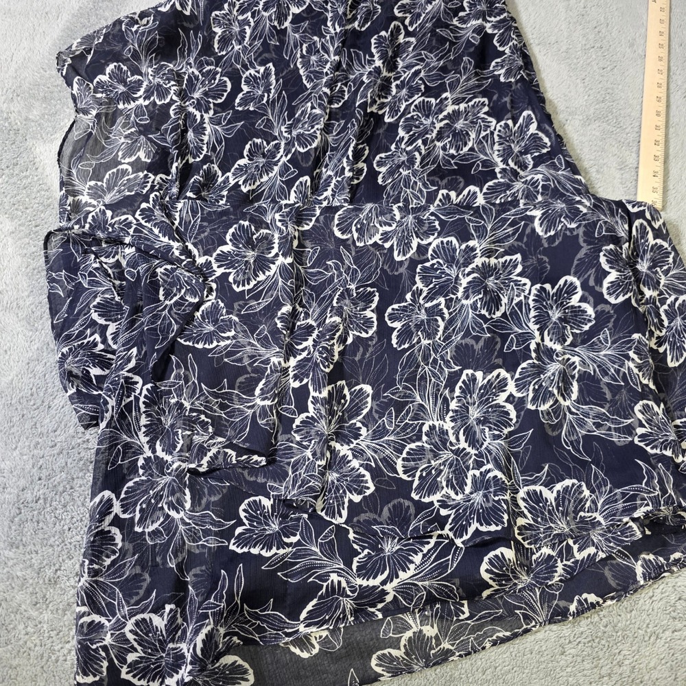 Lauren Ralph Lauren Womens 12 Maxi Dress Navy Blue Floral Tiered Ruffle Gown - Picture 5 of 8